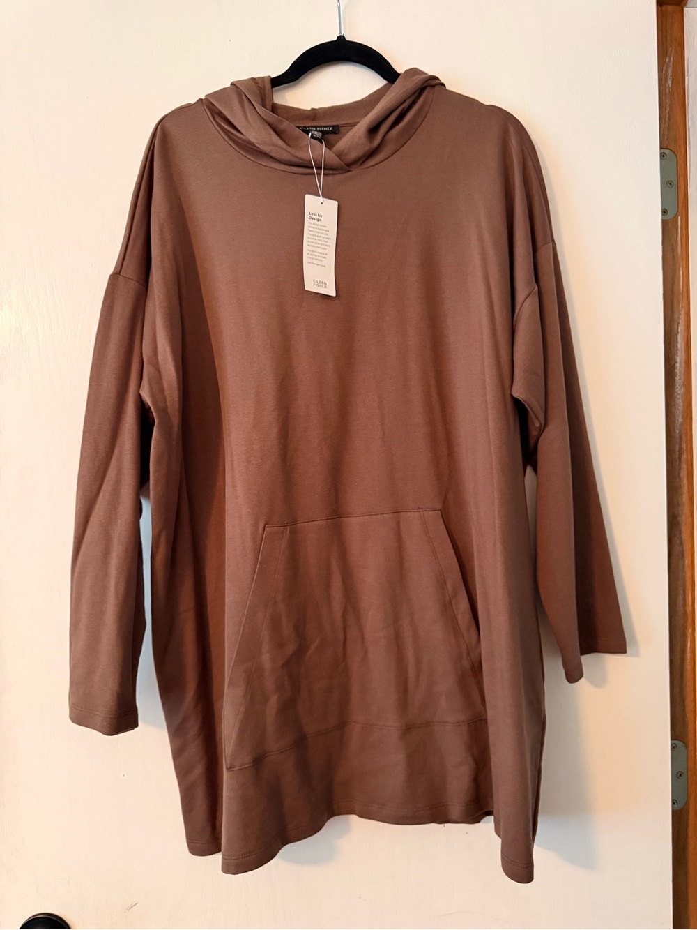 Eileen Fisher Hooded Boxy Tunic Brown